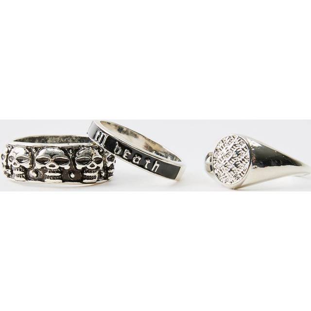 Mens Silver Skull Ring 3 Pack