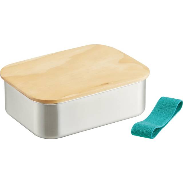 Skater Stainless steel lunch box with wooden 1 large for men lid, tier, 1030ml, capacity, STLBT11B-A