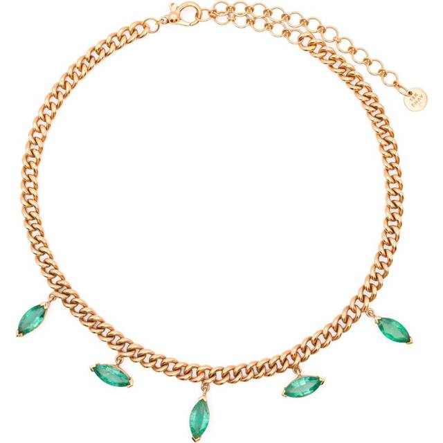 SHAY - 18K rose gold emerald marquise necklace - women - Diamond/18kt Rose Gold/Emerald - One Size