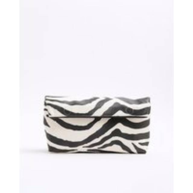River Island Womens Black Zebra Roll Top Clutch Bag - One Size