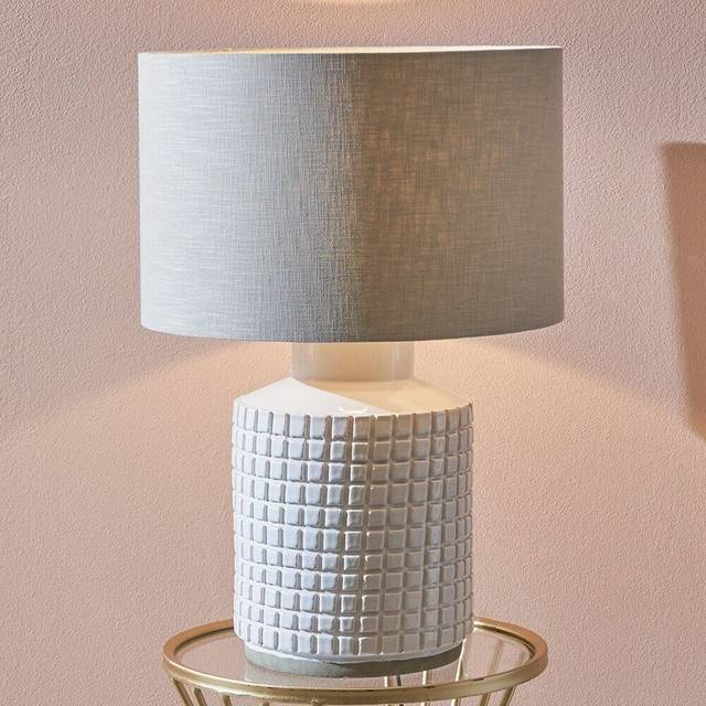 Textured white squares lamp base only retro ceramic table lamp base neutral