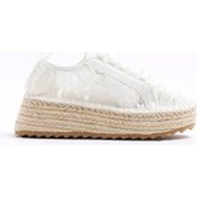 River Island Girls White Lace Espadrille Trainers - c10