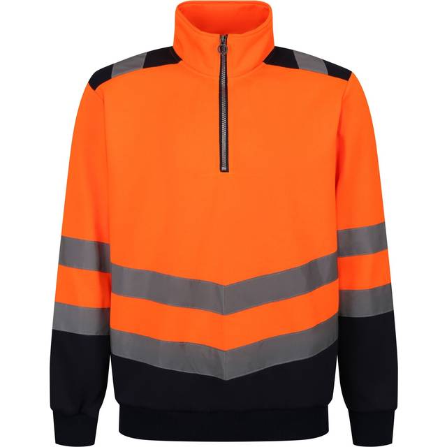 (M, Orange/Navy) Regatta Mens Pro Quarter Zip Hi-Vis Vest