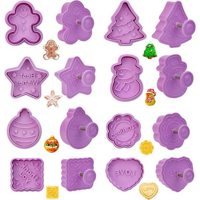 8 Pcs Christmas Cutters Biscuit Cutters Plastic Cutters Children s  Stamp Festival Cutter Set for