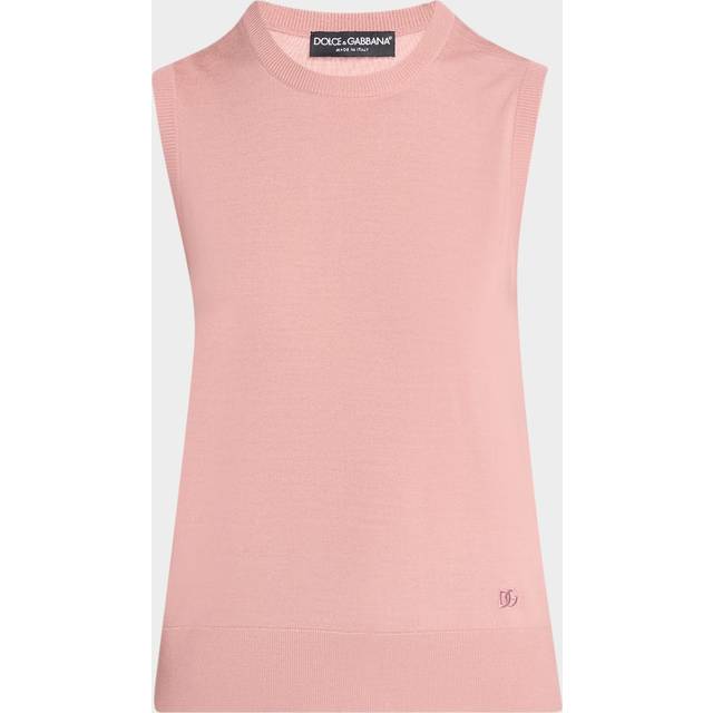 Virgin Wool Sleeveless Crewneck Sweater - DARK PINK - 40 IT (4 US)