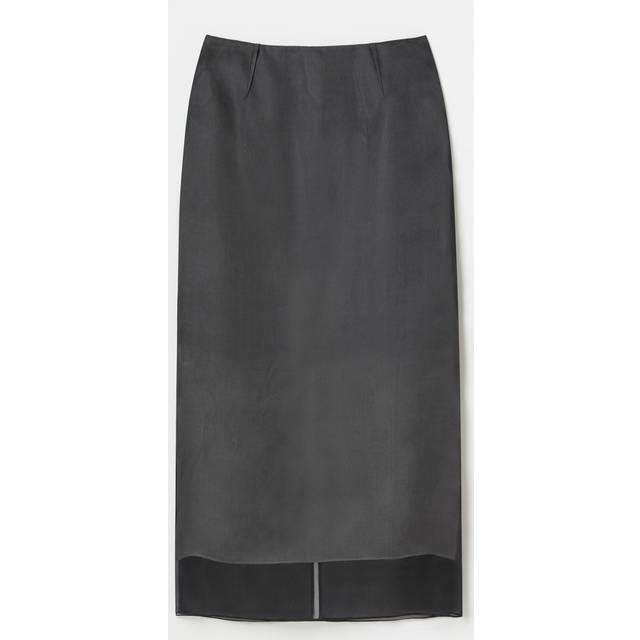 Layered Silk Organza Midi Skirt - BLACK - 12