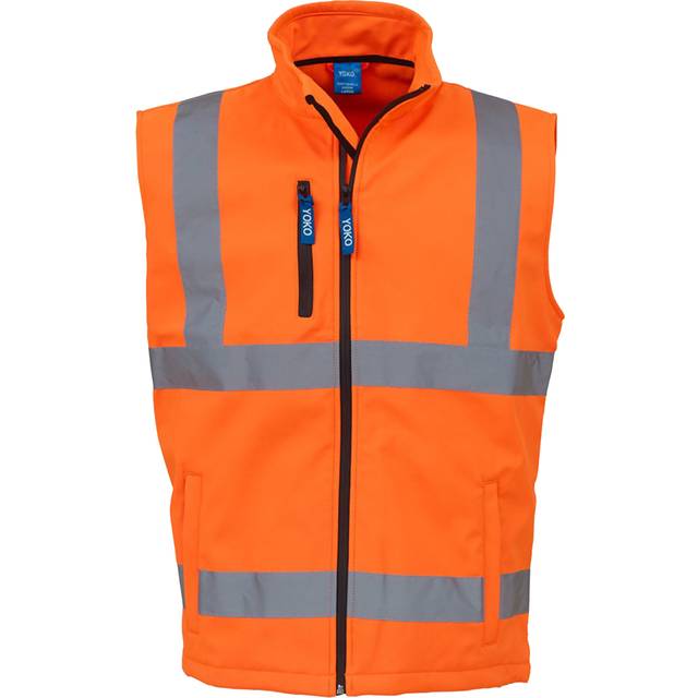 (XL, Hi Vis Orange) Yoko Mens Hi Vis Softshell Bodywarmer / Workwear (Pack of 2)