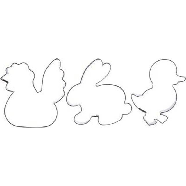 Set of 3 Easter molds in stainless steel: chicken, rabbit, hen