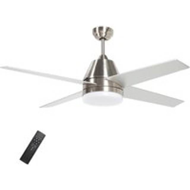 HOMCOM Ceiling Fan with LED Light, Flush Mount Ceiling Fan Lights with Reversible Blades, Remote, Silver and Black Aosom UK