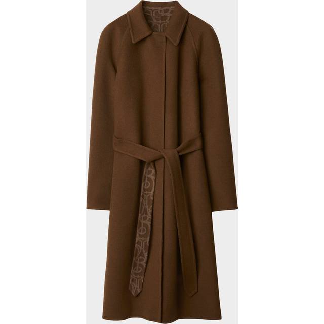 Wool-Cashmere Belted Long Coat With Monogram Interior - TWIGGALE - 10