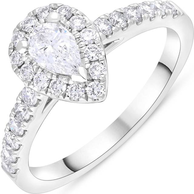 Platinum 0.30ct Diamond 0.45ct Diamond Pear Castle Set Claw Cluster Ring Size N GIA DSI1