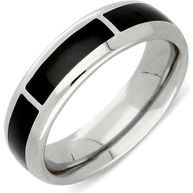 Sterling Silver Whitby Jet 1mm Gap Channel 8mm Wedding Band Ring - Silver