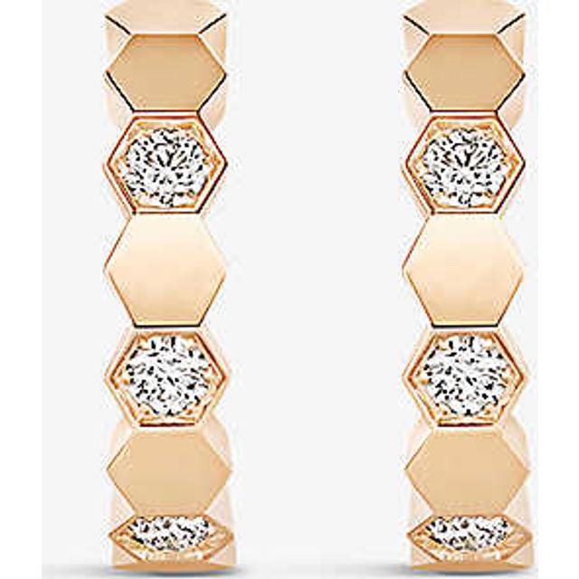 Chaumet Womens Pink Gold Bee My Love 18ct Rose-gold and 0.41ct Brilliant-cut Diamond Hoop Earrings - PINK GOLD