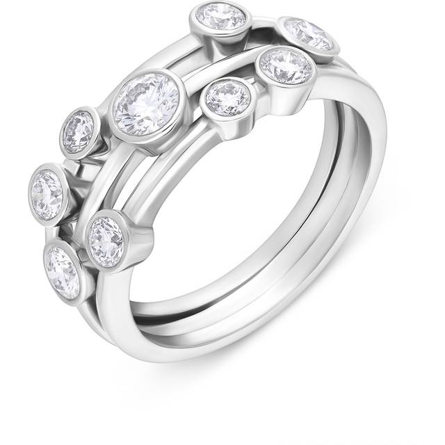18ct White Gold 0.85ct Diamond Bubble Ring - N