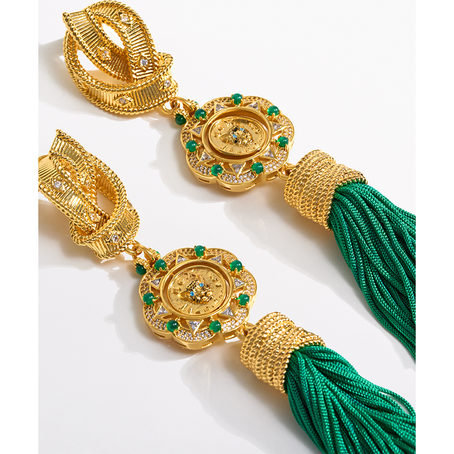 Fierce Folklore Pendant Tassel Earrings Gold, O/S