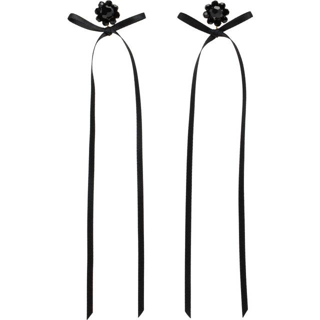 Simone Rocha Black Bow Ribbon Stud Earrings - Jet - UNI