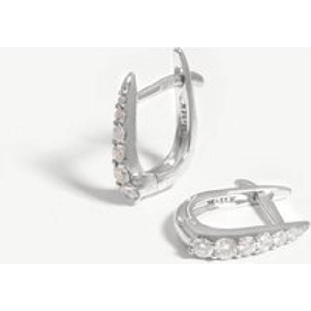 Fine Claw Huggies | 14ct White Gold/Diamond