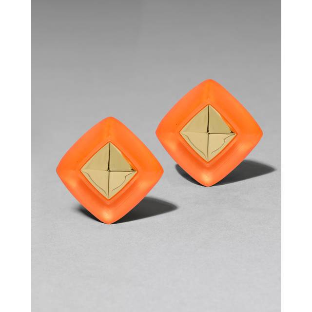 Alexis Bittar Luminous Lucite Armor Post Earring- in Neon Orange | Statement Jewelry from Alexis Bittar (One Size)