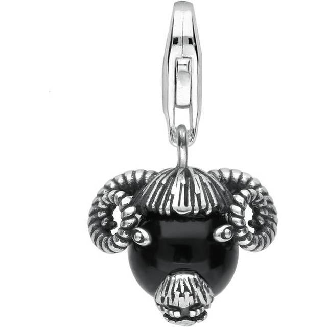 Sterling Silver Whitby Jet Great Yorkshire Show Rams Head Charm - Silver