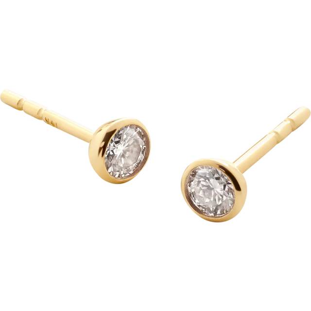Monica Vinader 14ct Solid Gold Solitaire Lab Grown Diamond Stud Earrings, Gold