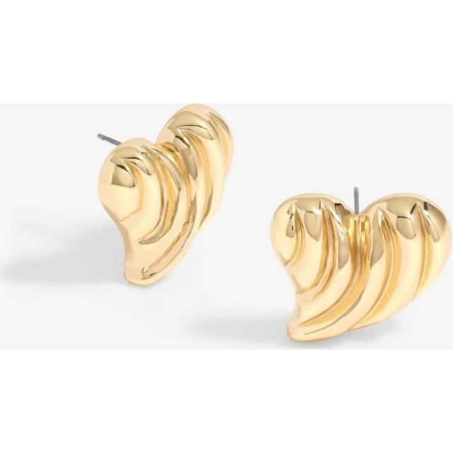 MOOD Mood Gold Ridged Heart Stud Earrings