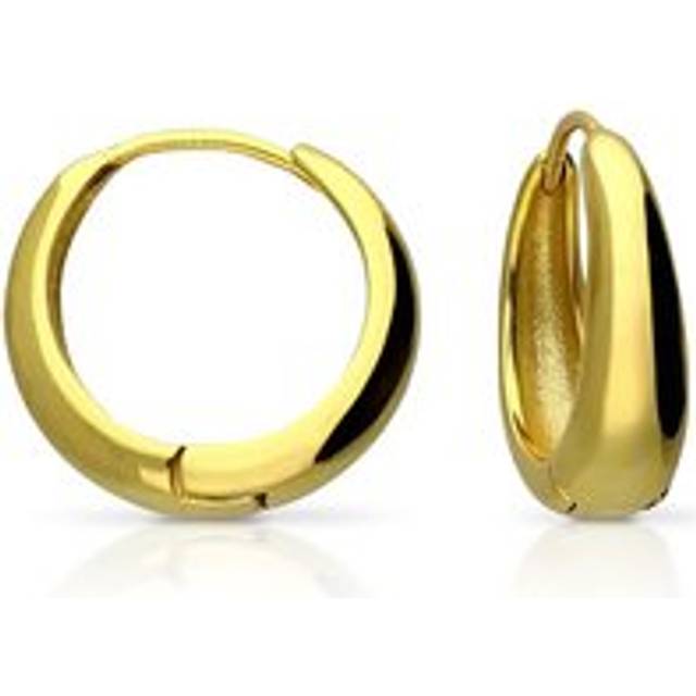 John Greed Signature Gold Plated Tapered Chunky Hoop Earrings For Women - gold/silver