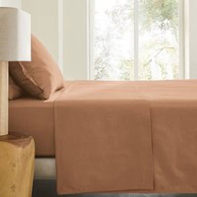 Saria Washed Cotton Sateen Flat Sheet - Desert - SINGLE (180X290cm)