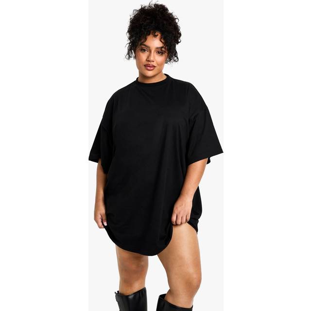 Womens plus oversized t-shirt dress - Black - 28