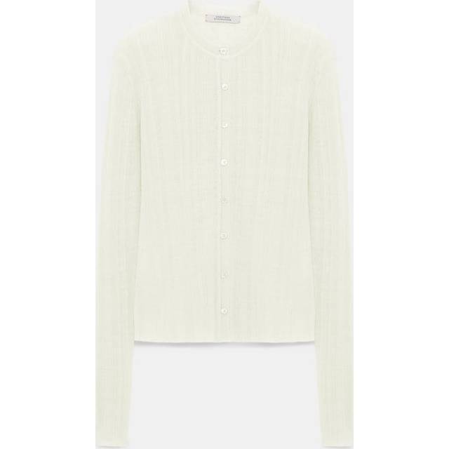 Linen blend ribbed cardigan - white (XL)