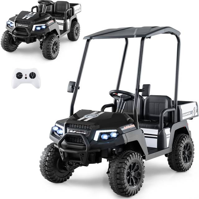 24V Kids Golf Cart 4WD 2 Seater Ride on Car with Dump Bed-Black