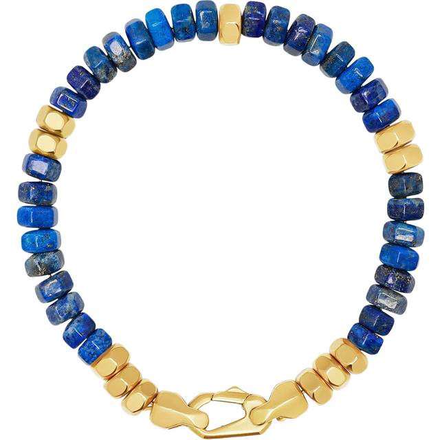 Nialaya Men's Hexagon Beaded Bracelet With Blue Lapis and Gold Herr Armband Stl. L - Från Magasin (L)