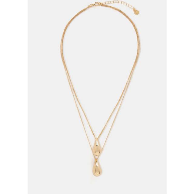 Mint Velvet Teardrop Double Strand Layered Necklace, Gold