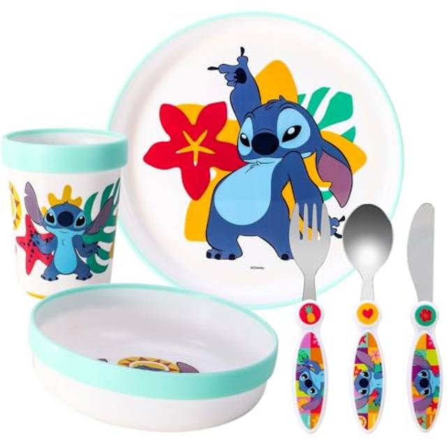 Stitch Kids 6 Piece Dinner Set - Plate/Bowl/Cup/Knife/Fork/Spoon