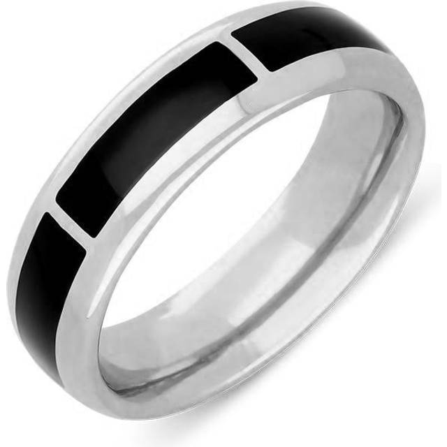 Sterling Silver Whitby Jet 1mm Gap Channel 8mm Wedding Band Ring - Silver