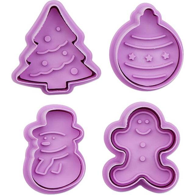 4Pcs Thanksgiving Christmas Baking Mold Biscuit Stamp 3D Biscuit Plunger Cutter DIY Baking Mold