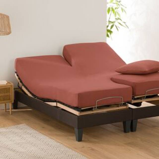 Scenario Plain 100% Organic Cotton Fitted Sheet for Articulated Bed - dusty pink - KING (160X200cm)