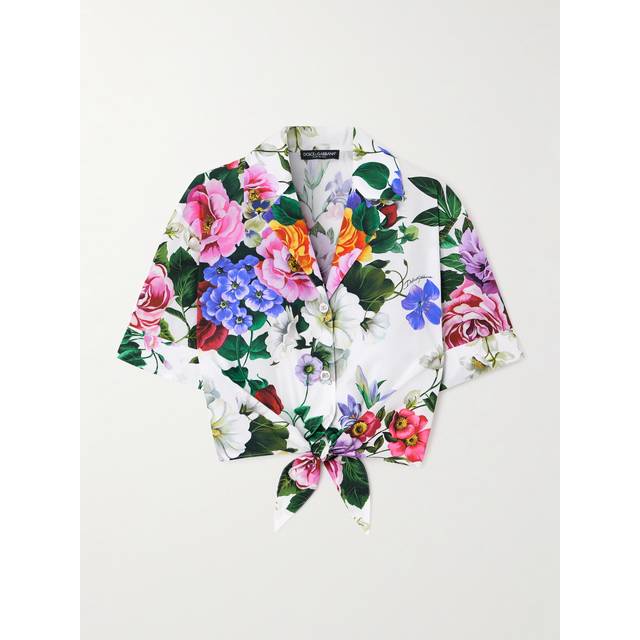 Dolce & Gabbana Women&#39;s Printed Cotton Shirt in White | Size 40 | F5T30T (40)