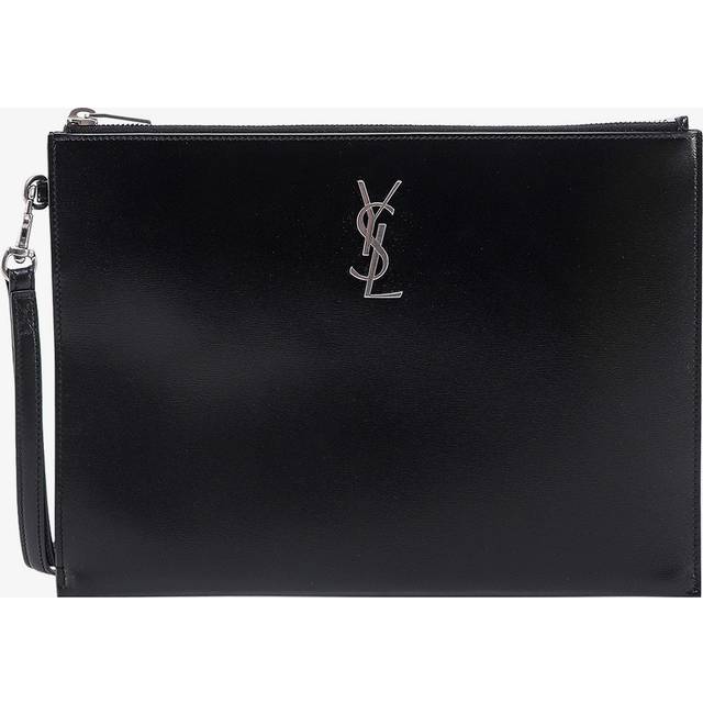 Clutch for tablet with metal monogram - SAINT LAURENT - gender_Man - Black (UNI)