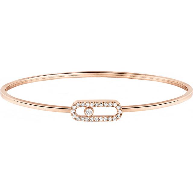 Messika Move Uno 18ct Rose Gold 0.34ct Diamond Pave Flex Bangle - M (15.5-16cm)