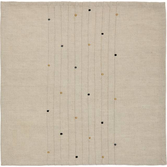 Erie set of two beige linen and cotton napkins with embroidered details - Beige