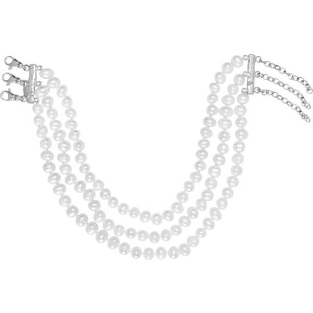 Pearl choker 3 strand sötvattenspärla silver