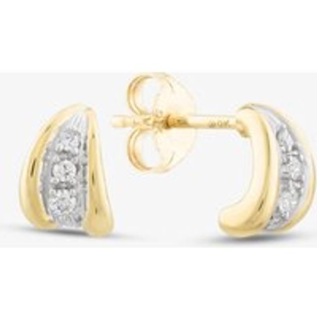 9ct Yellow Gold Brilliant Cut Diamond Curved Studs Earrings E1240/10-10