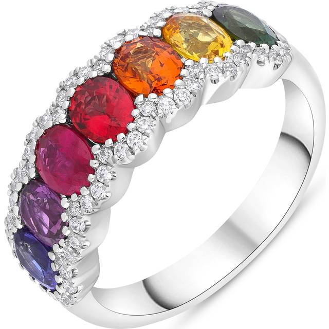 18ct White Gold 2.14ct Sapphire 0.23ct Diamond Half Eternity Ring - N
