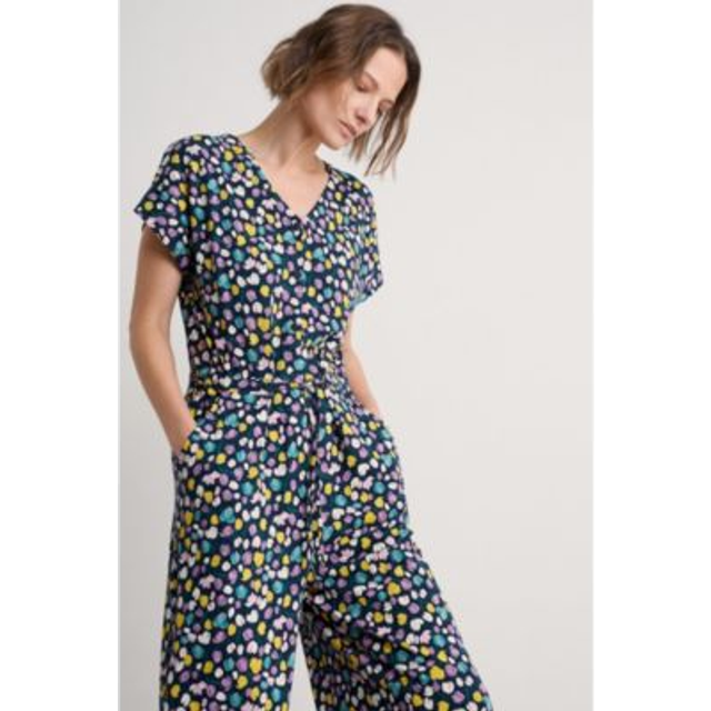 Rose Trellis Wide Leg Jumpsuit - Spring Tulips Maritime