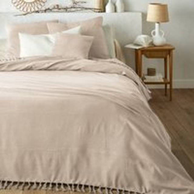 Nedo Fringed 100% Cotton Bedspread - mid beige - 230X250CM