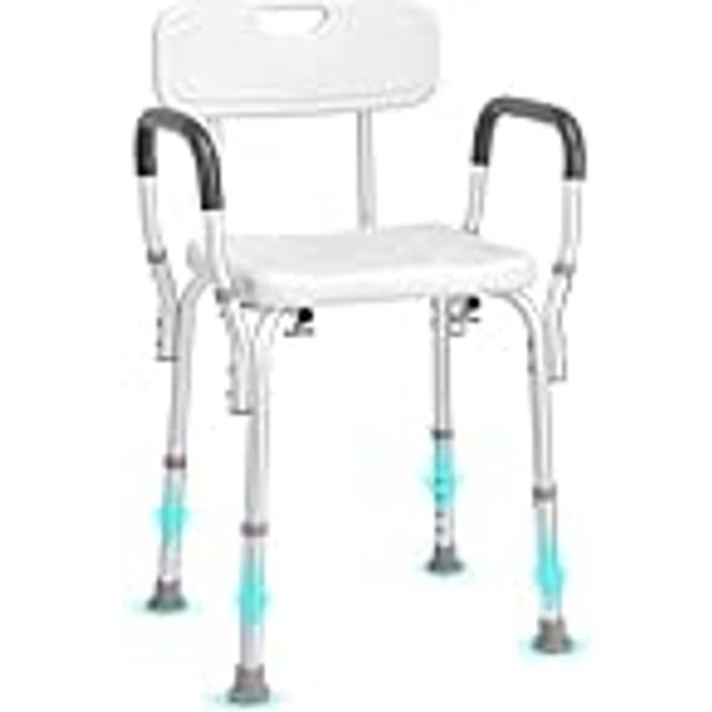 VEVOR Shower Chair, Shower Seat with Back, Adjustable Height Shower Stool, Shower Chair for Inside Shower Bathtub, Non-slip Bathroom Bench Bath Chair for Elderly Disabled Handicap, 158.8 kg Capacity