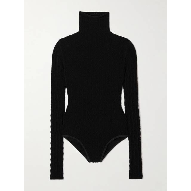 Geometric Lace High-Neck Bodysuit - NOIR ALAIA - 40 FR (8 US)