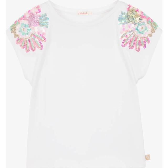 Billieblush Girls White Sequin Cotton T-Shirt - 6 year