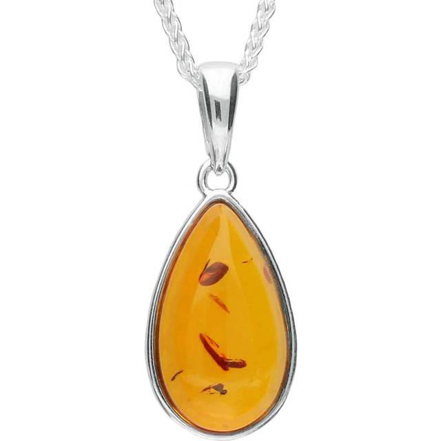 Sterling Silver Amber Pear Necklace