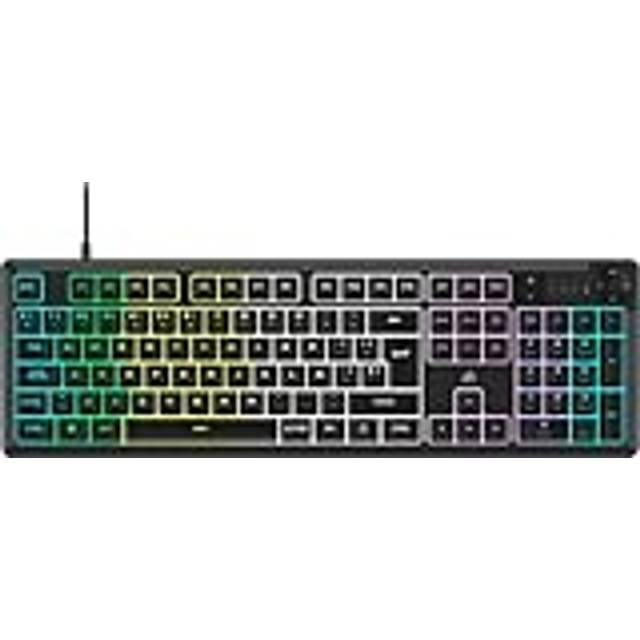 Corsair K55 Core RGB trådbundet membrantangentbord för spel – tysta och känsliga switchar – stänksäkert – RGB med tio zoner – iCUE kompatibel – QWERTY ES – PC, Mac – svart